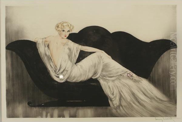 Sofa Oil Painting by Louis Icart