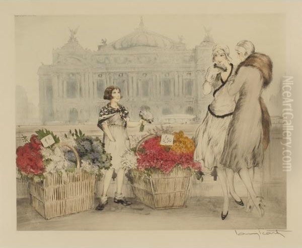 Paris Flowers Oil Painting by Louis Icart