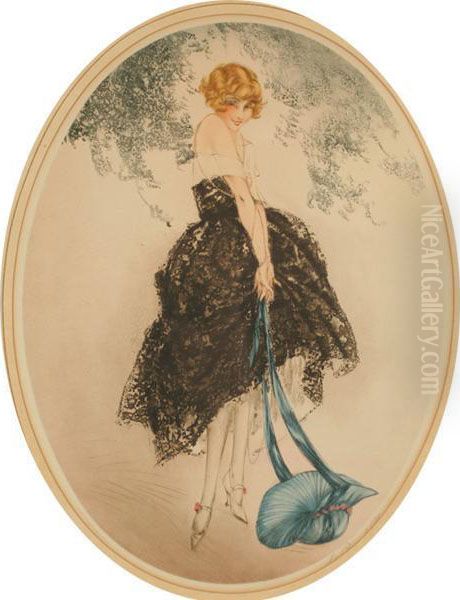 Blue Bonnet Oil Painting by Louis Icart