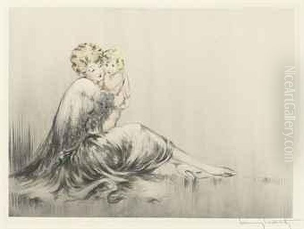 'young Mother' (la Jeune Mere) Oil Painting by Louis Icart