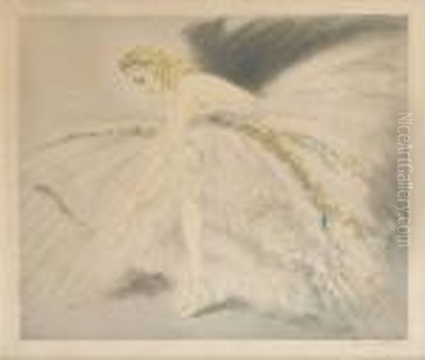 Ballerine Se Chaussant Oil Painting by Louis Icart