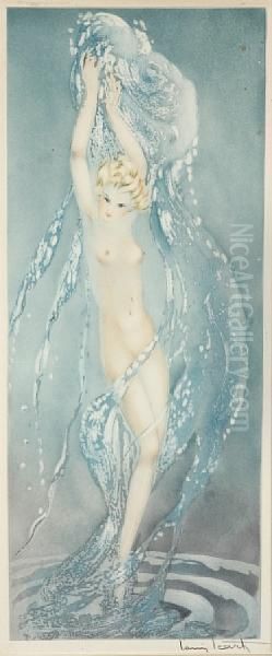 Fountain Oil Painting by Louis Icart