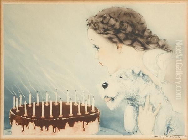 Happy Birthday Oil Painting by Louis Icart