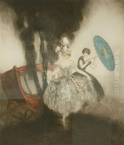 Coach With Parasol Oil Painting by Louis Icart