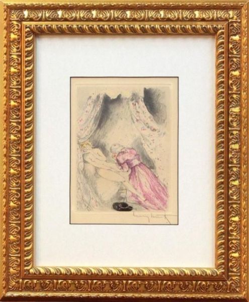 'on His Knees Oil Painting by Louis Icart