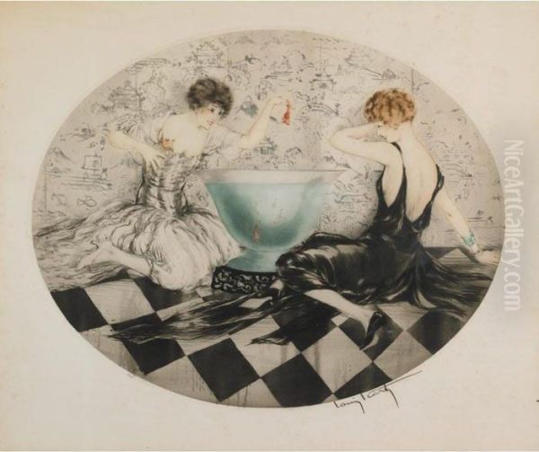 Teasing (taquinere) Oil Painting by Louis Icart