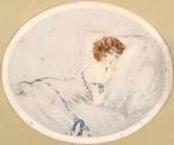 Femme A L'oreille Oil Painting by Louis Icart