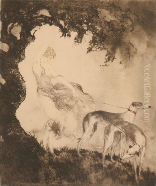 Gust Of Wind Oil Painting by Louis Icart