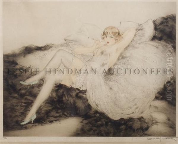 White Underwear Oil Painting by Louis Icart