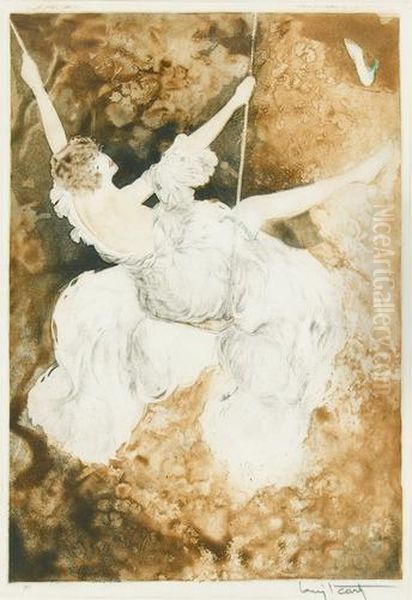 L'escarpolette / Swing Oil Painting by Louis Icart