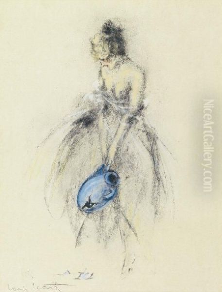 Jeune Femme A La Cruche Cassee Oil Painting by Louis Icart