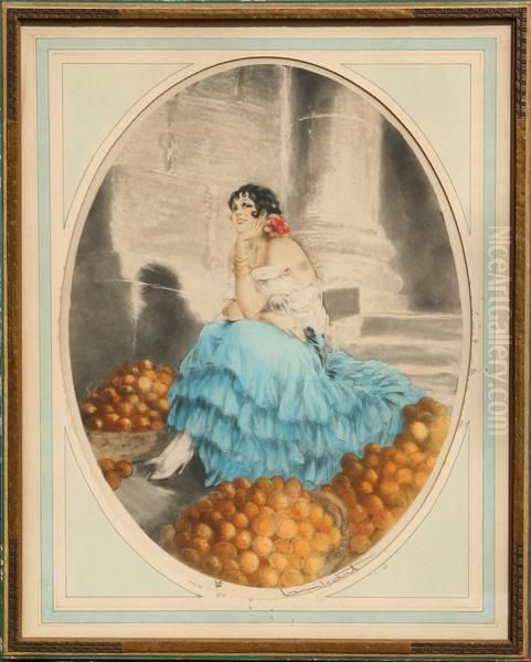 Marchande D'oranges Oil Painting by Louis Icart