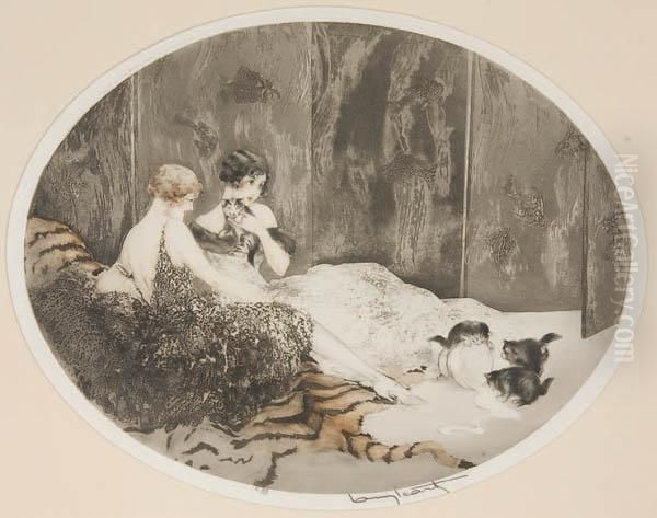 Spilled Milk Oil Painting by Louis Icart