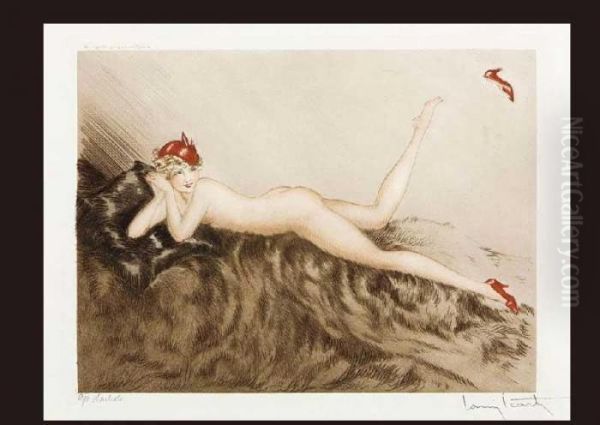 Red Cap Oil Painting by Louis Icart