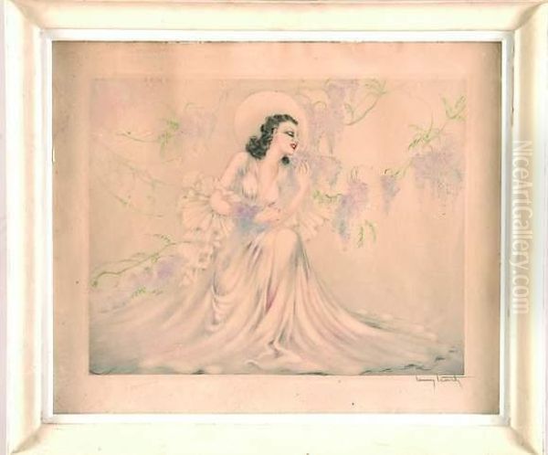 femme Et Glycine Oil Painting by Louis Icart