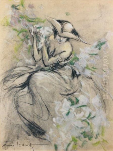 Femme Au Tricorne Oil Painting by Louis Icart