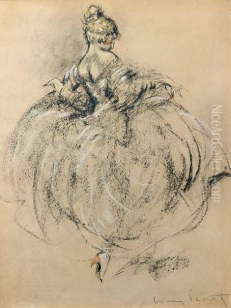 Femme En Robe Du Xviiieme Siecle by Louis Icart