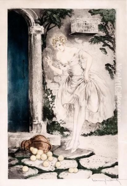 Dziewczyna Z Cytrynami Oil Painting by Louis Icart