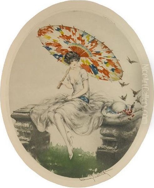 Parasol Oil Painting by Louis Icart