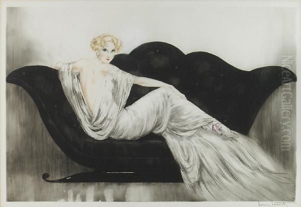 Sofa Oil Painting by Louis Icart