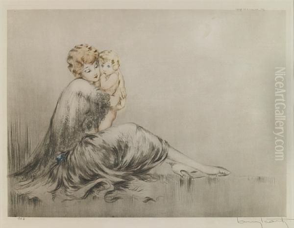 Young Mother Oil Painting by Louis Icart