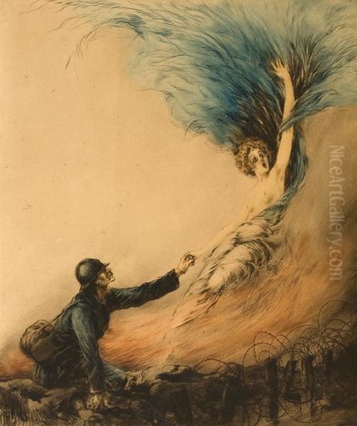 Flame Oil Painting by Louis Icart