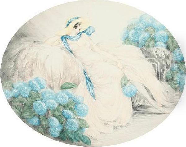 Hydrangea Oil Painting by Louis Icart