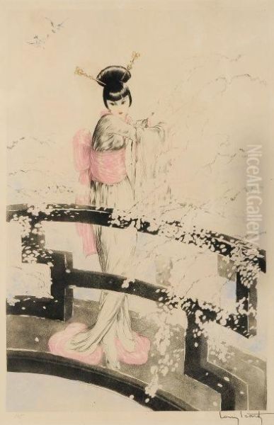 Butterfly Oil Painting by Louis Icart