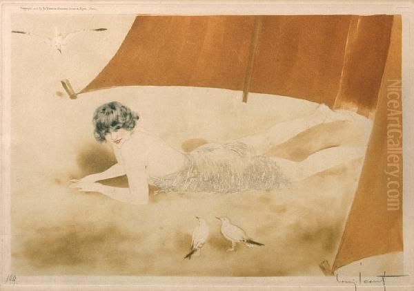 On The Beach Oil Painting by Louis Icart