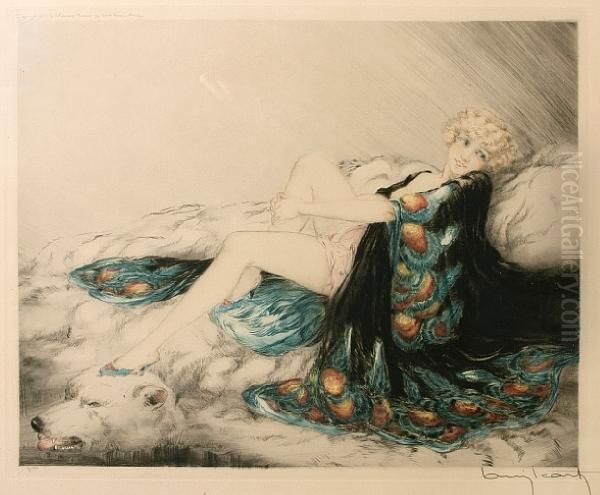 Silk Robe Oil Painting by Louis Icart