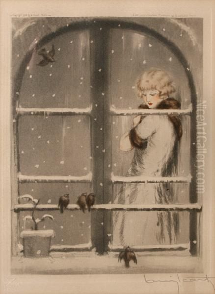 Winter Oil Painting by Louis Icart