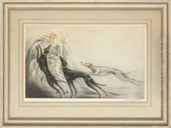 Coursing Ii; And Four Companion Prints Oil Painting by Louis Icart