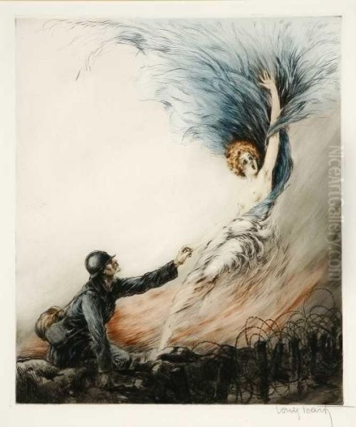 Flame Oil Painting by Louis Icart