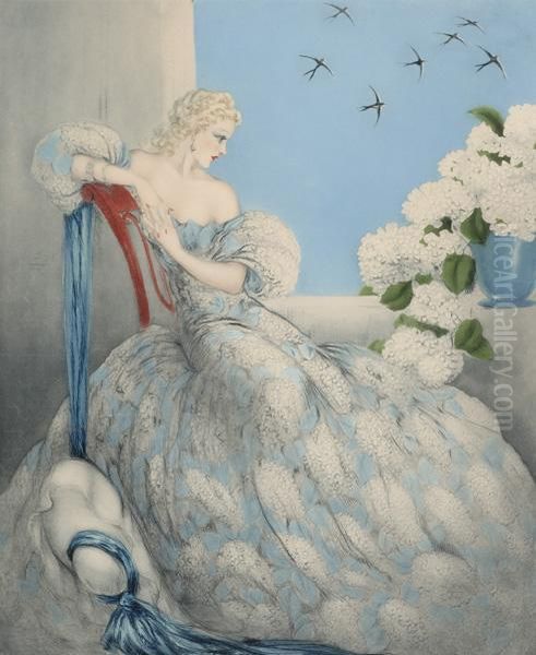 Symphony In Blue Oil Painting by Louis Icart