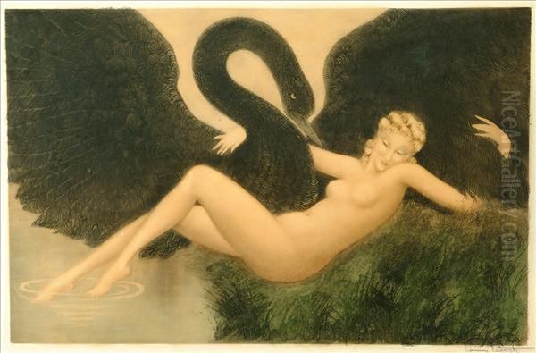 Leda And The Swan Oil Painting by Louis Icart