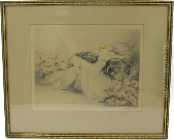 Peonies Oil Painting by Louis Icart