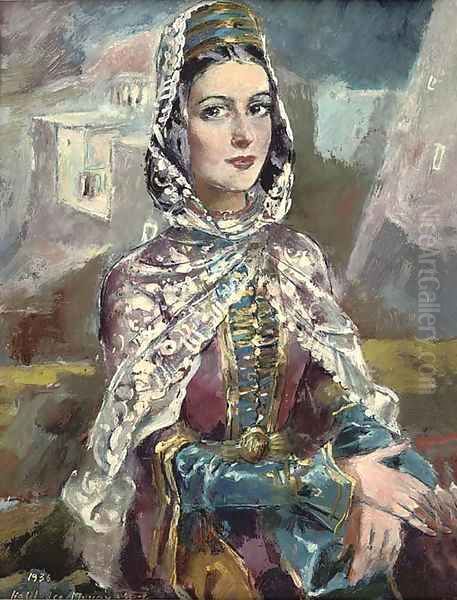 Tcherkesse woman Oil Painting by Halil Bey Mussaijassul