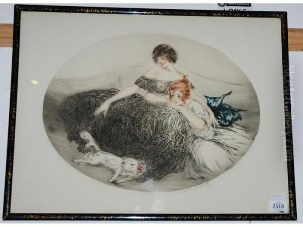 Signed Inpencil Oil Painting by Louis Icart