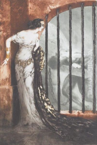 Belle Et Le Prisonnier Oil Painting by Louis Icart