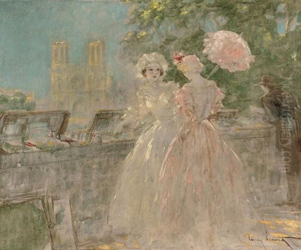 Les Quais, Notre Dame Oil Painting by Louis Icart