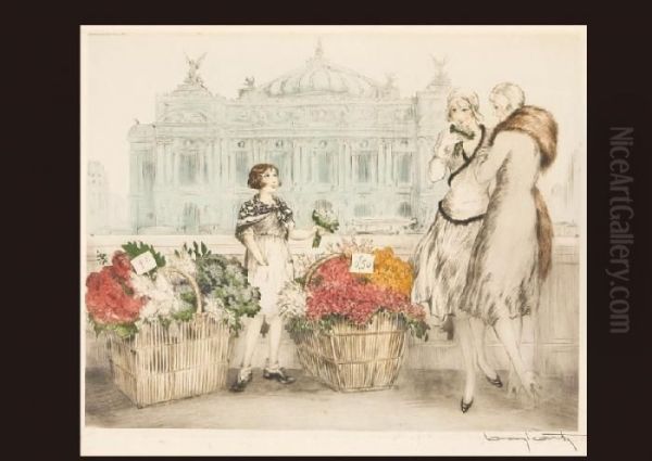 Paris Flowers Oil Painting by Louis Icart