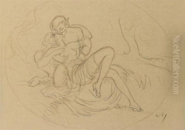 Amorous Faune Oil Painting by Louis Icart