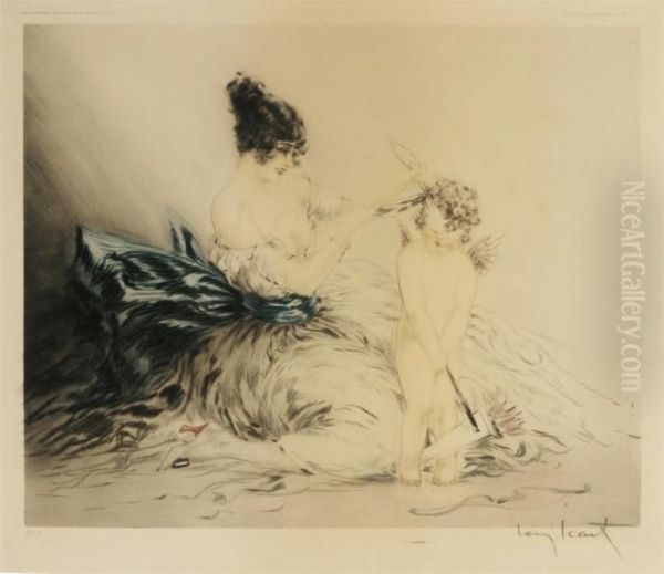 'le Bandeau' (blindfold) 1922 Oil Painting by Louis Icart