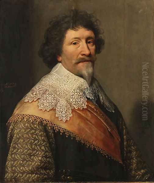 Portrait of a nobleman,half-length, thought to be Frederick Hendrick, Prince of Orangeand Stadholder of the United Provinces (1584-1647), in a jerkin Oil Painting by Michiel Jansz. van Mierevelt