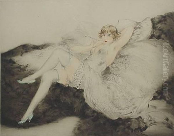 Sur Le Divan Oil Painting by Louis Icart