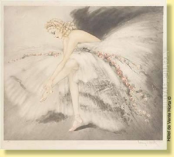 Ballerine Nouant Son Chausson by Louis Icart