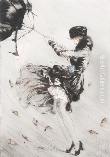 Autumn (storm) Oil Painting by Louis Icart