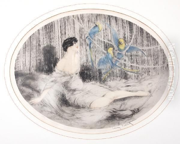 Parrots Oil Painting by Louis Icart