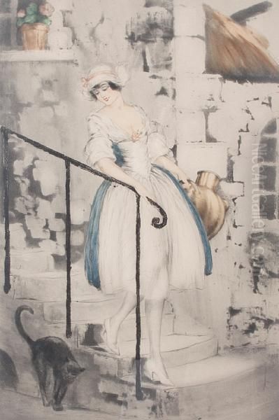 Milkmaid Oil Painting by Louis Icart