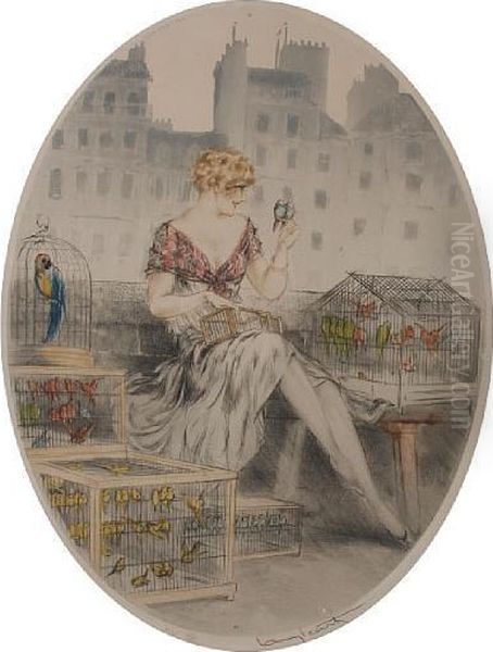 Bird Seller by Louis Icart